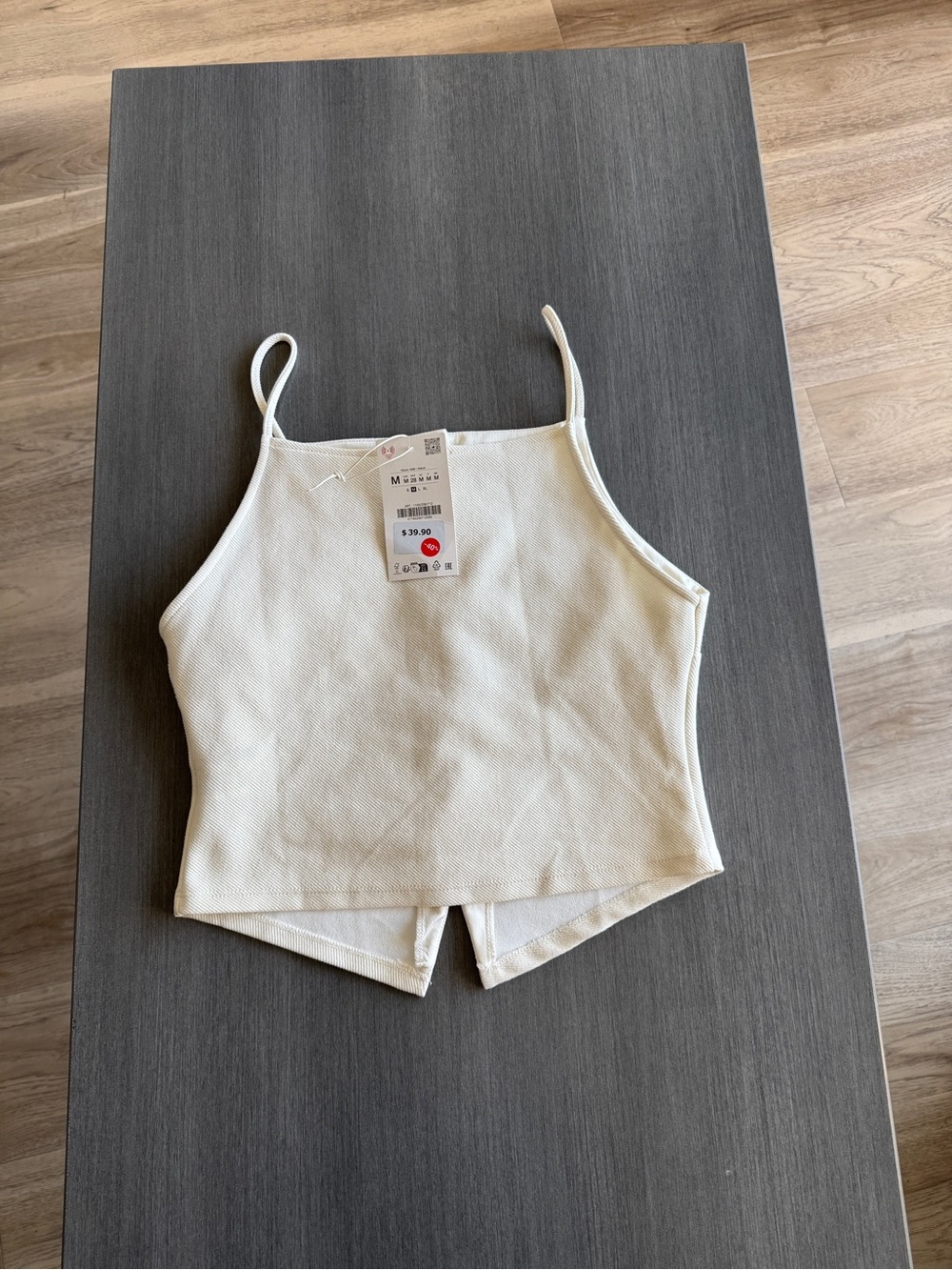 Zara Ivory Button-Front Spaghetti Strap Crop Top - Picture 6 of 6